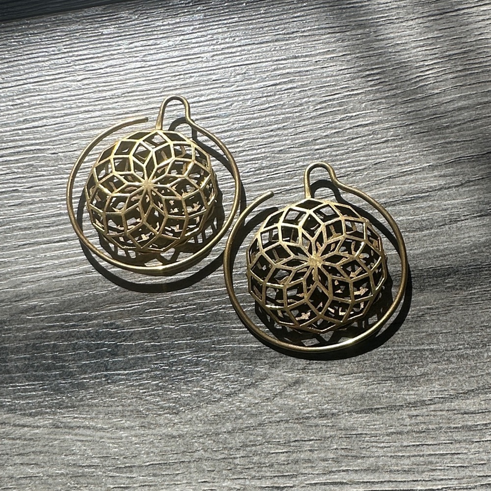 Gold Floral Filigree Hoop Earrings for Women - Seed of Life